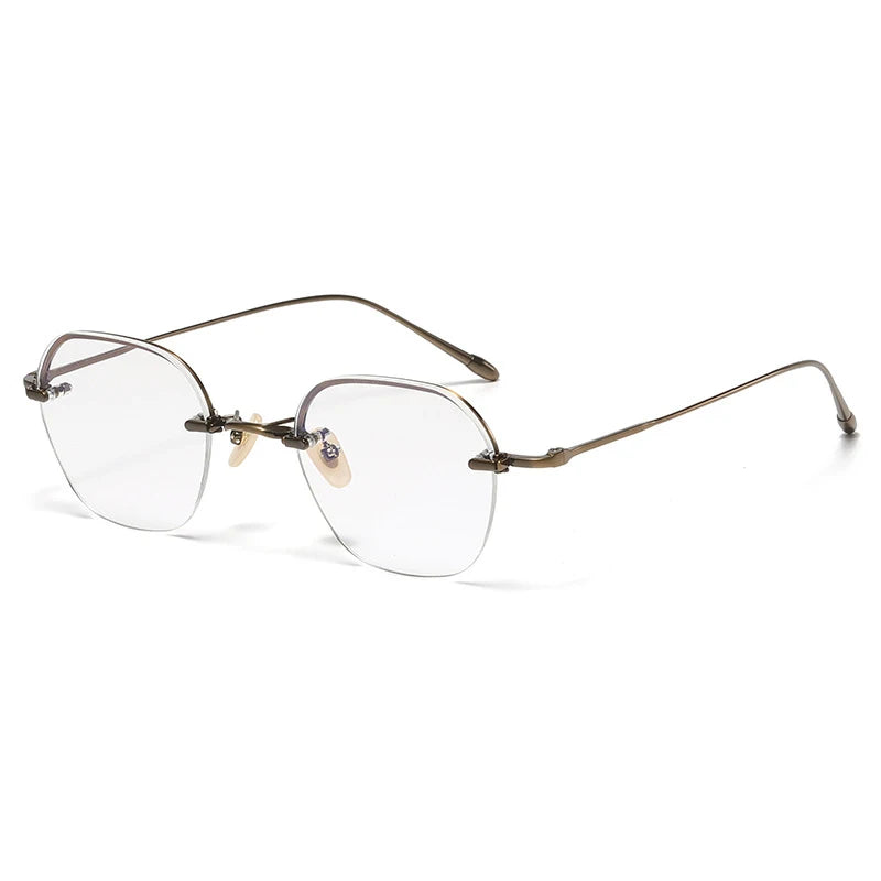 Titanium Rimless Geometric Prescription Eyeglasses | Ultra-Light Optical Frame for Rx Lenses – CINILY UK - Bronze