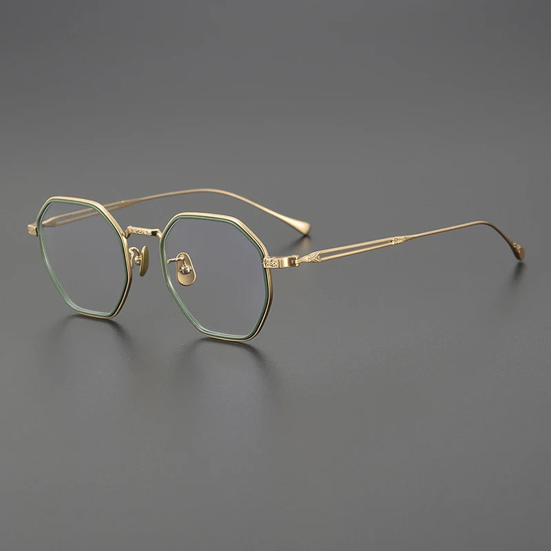 Japanese Titanium Blue Geometric Eyeglasses
