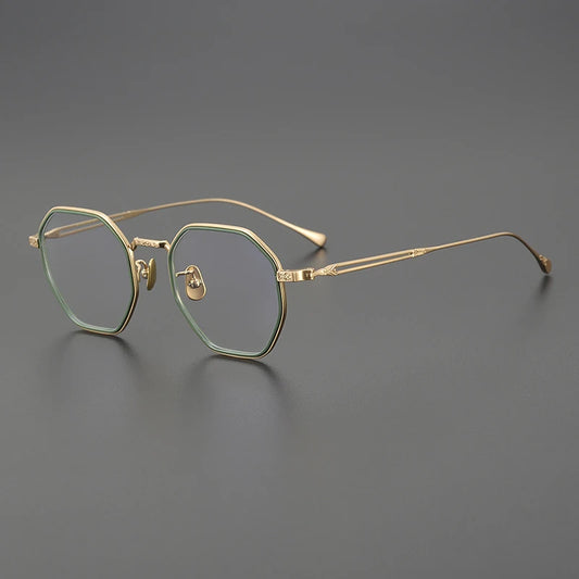 Japanese Titanium Blue Geometric Prescription Eyeglasses | Ultra-Light Optical Frame for Rx Lenses – CINILY UK
