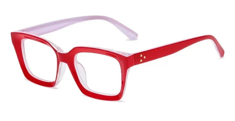 Bold Square Blue Light Reading Glasses | Fashion Presbyopia Glasses – CINILY UK - Red