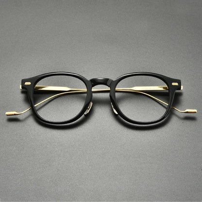 Acetate Titanium Round Prescription Eyeglasses | Retro Designer Rx Glasses – CINILY UK lens detail