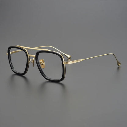 Titanium Acetate Bold Square Prescription Eyeglasses | Retro Designer Rx Glasses – CINILY UK side view