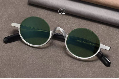 Retro Oval Polarised Sunglasses | Titanium Frame | Dark Brown additional product view
