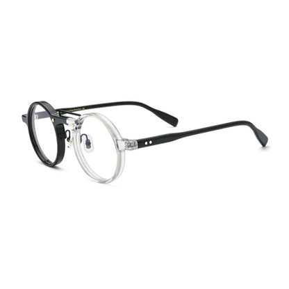 Acetate Mosaic Round Prescription Eyeglasses | Retro Optical Frame for Rx Lenses – CINILY UK front view