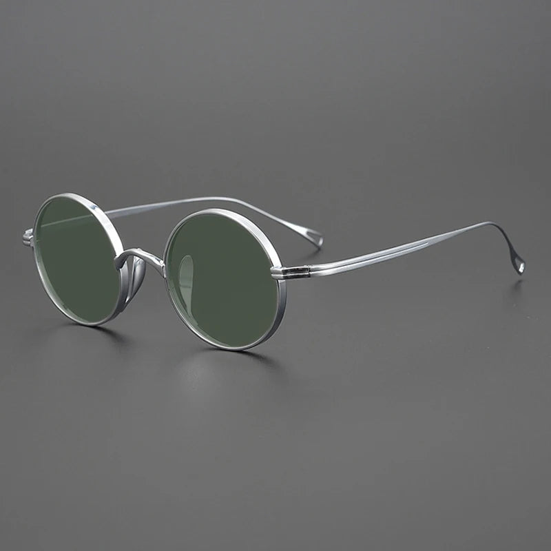 Ultra-Light Pure Titanium Polarised Vintage Small Round Sunglasses - silver