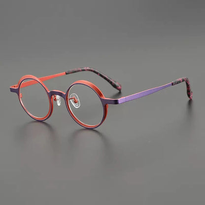 Titanium Colour-Accent Round Prescription Eyeglasses | Creative Lightweight Rx Glasses – CINILY UK lens detail