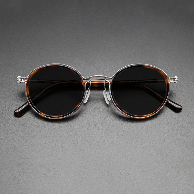 Vintage Round Polarised Sunglasses with UV400 Protection and Titanium Detail
