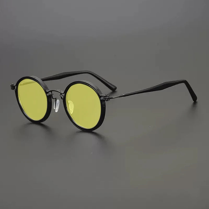 Vintage Round Polarised Sunglasses with UV400 Protection and Titanium Detail