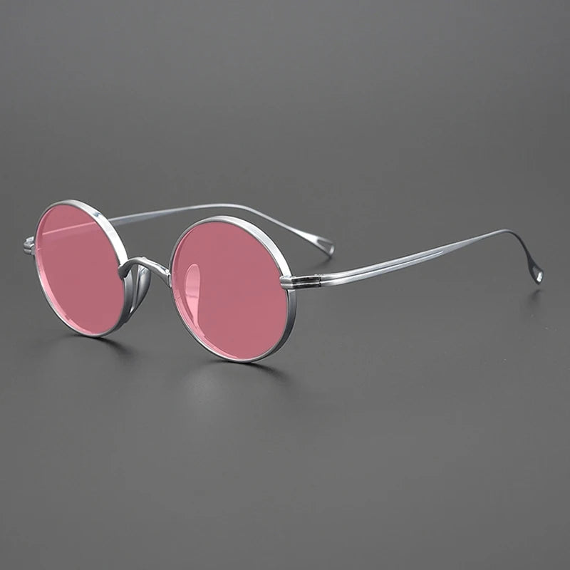 Ultra-Light Pure Titanium Polarised Vintage Small Round Sunglasses - silver
