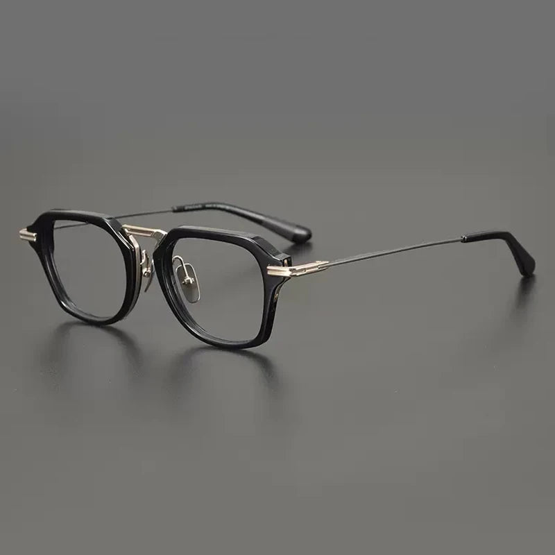 Oversized Titanium Acetate Prescription Eyeglasses | Retro Optical Frame for Rx Lenses – CINILY UK - Black-Gold