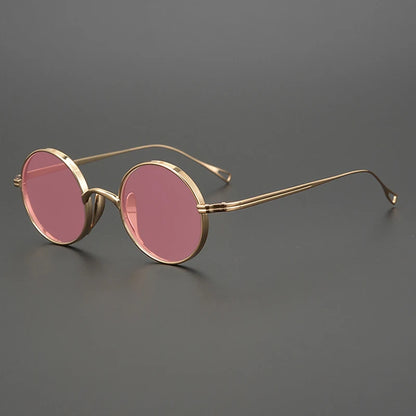 Ultra-Light Pure Titanium Polarised Vintage Small Round Sunglasses frame detail