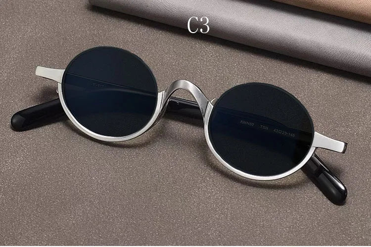 Retro Oval Polarised Sunglasses | Pure Titanium | Dark Brown