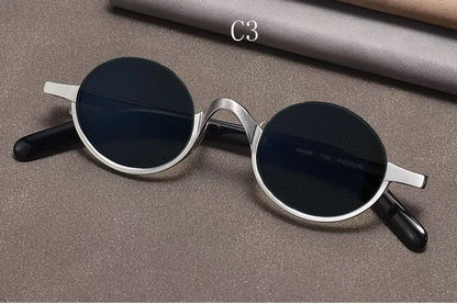 Retro Oval Polarised Sunglasses | Titanium Frame | Dark Brown additional product view