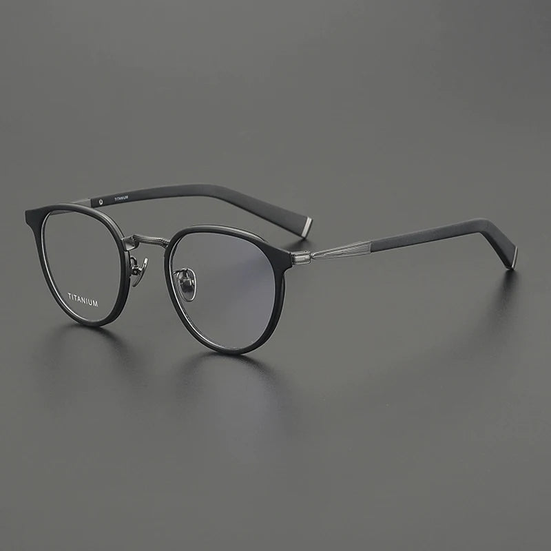 Acetate Titanium Round Prescription Eyeglasses