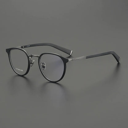 Acetate Titanium Round Prescription Eyeglasses | Lightweight Retro Rx Glasses – CINILY UK frame detail