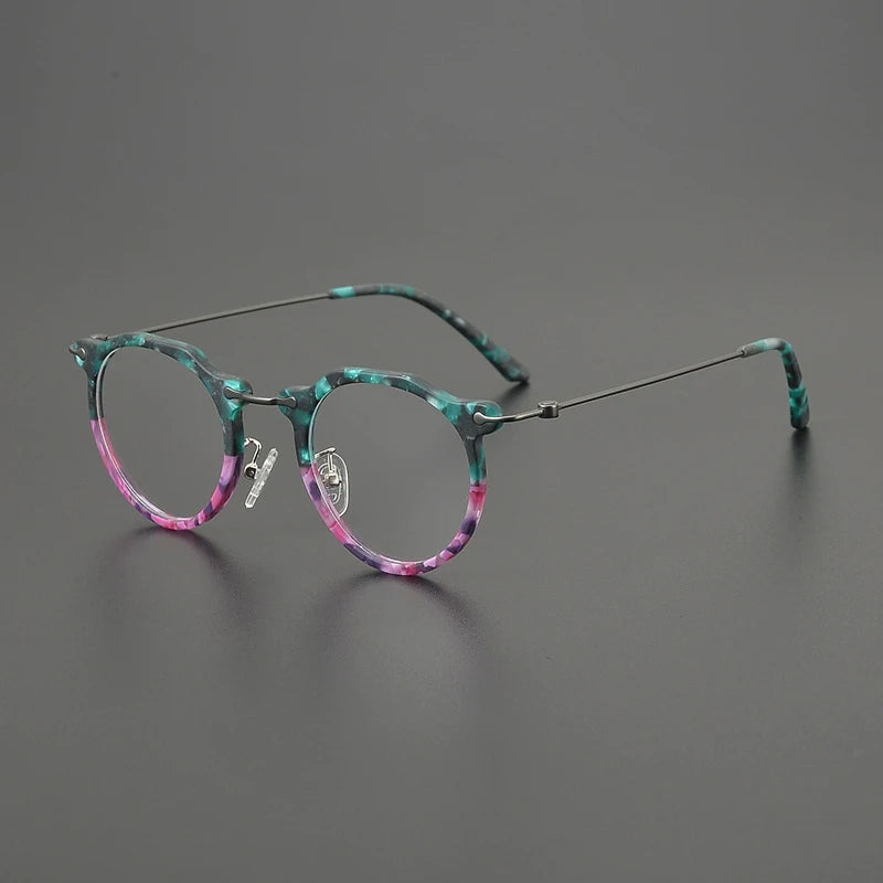 Titanium Crystal Panto Prescription Eyeglasses | Ultra-Light Optical Frame for Rx Lenses – CINILY UK - Green