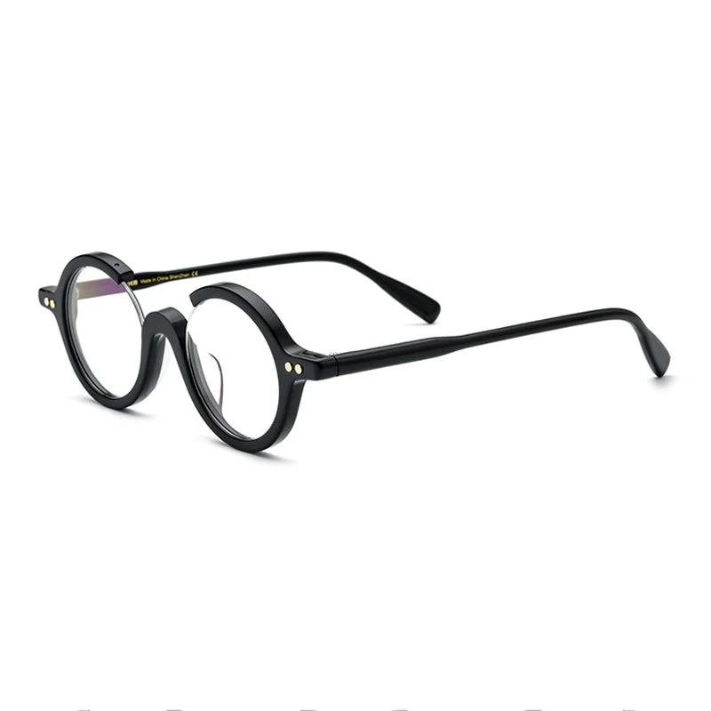 Acetate Round Prescription Eyeglasses | Bold Designer Rx Glasses – CINILY UK - Black
