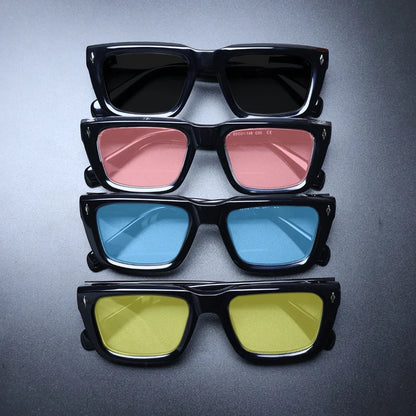 Vintage Thick Acetate Polarised Sunglasses | UV400 | Retro Square lens detail
