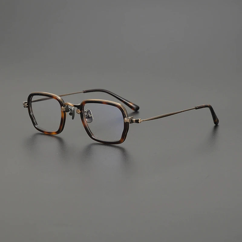 Titanium Acetate Two-Tone Square Prescription Eyeglasses | Lightweight Designer Rx Glasses – CINILY UK - Tortoise