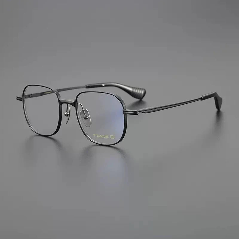 Titanium Geometric Square Prescription Eyeglasses | Ultra-Light Optical Frame for Rx Lenses – CINILY UK - Black
