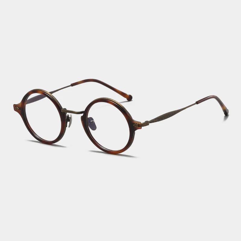 Titanium Acetate Windsor Round Prescription Eyeglasses | Retro Optical Frame for Rx Lenses – CINILY UK - Tortoise