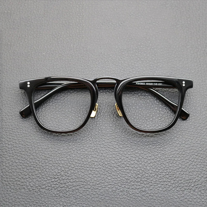 Acetate Green Patchwork Square Prescription Eyeglasses | Retro Optical Frame for Rx Lenses – CINILY UK - Black