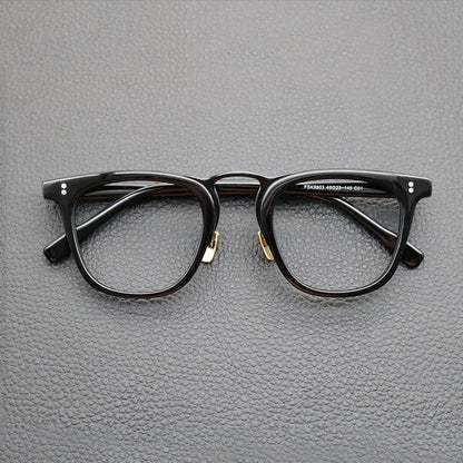 Acetate Green Patchwork Square Prescription Eyeglasses | Retro Optical Frame for Rx Lenses – CINILY UK frame detail