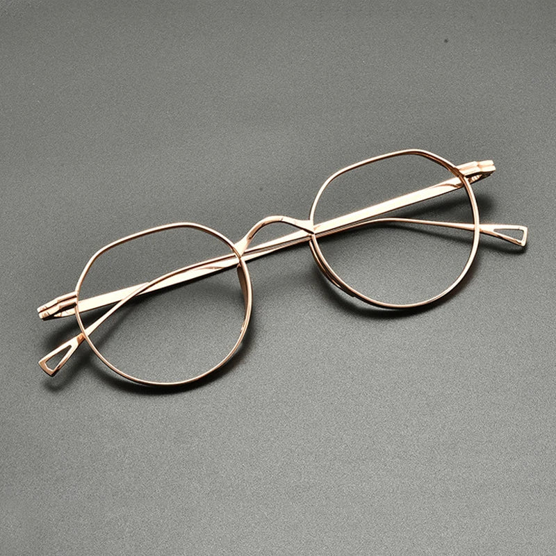 Vintage Titanium Round Optical Glasses Frame Small Fit - Rose Gold