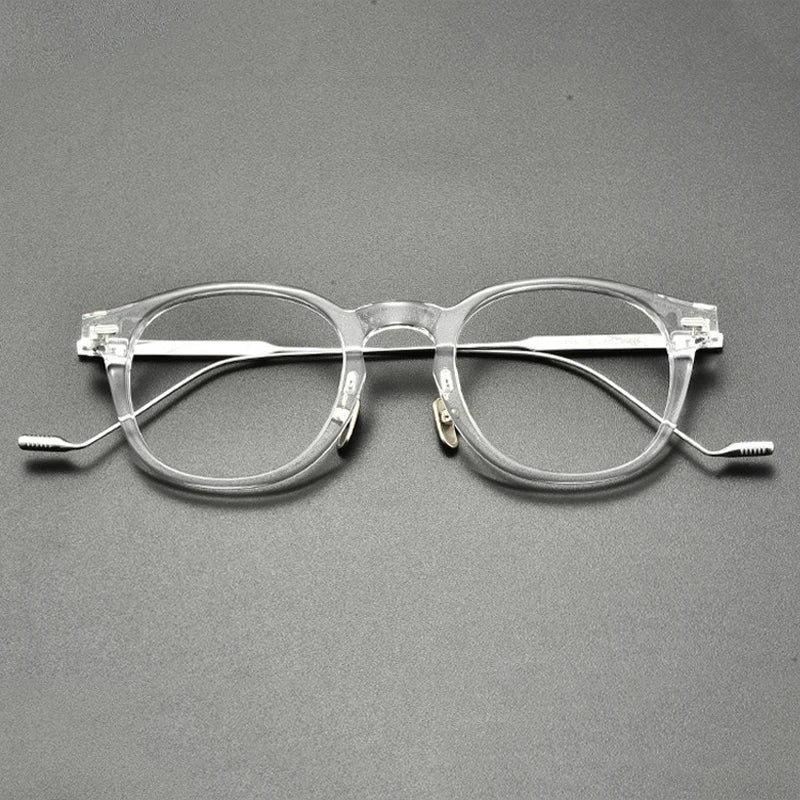 Acetate Titanium Round Prescription Eyeglasses | Retro Designer Rx Glasses – CINILY UK - Transparent