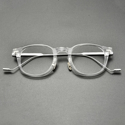 Acetate Titanium Round Prescription Eyeglasses | Retro Designer Rx Glasses – CINILY UK frame detail