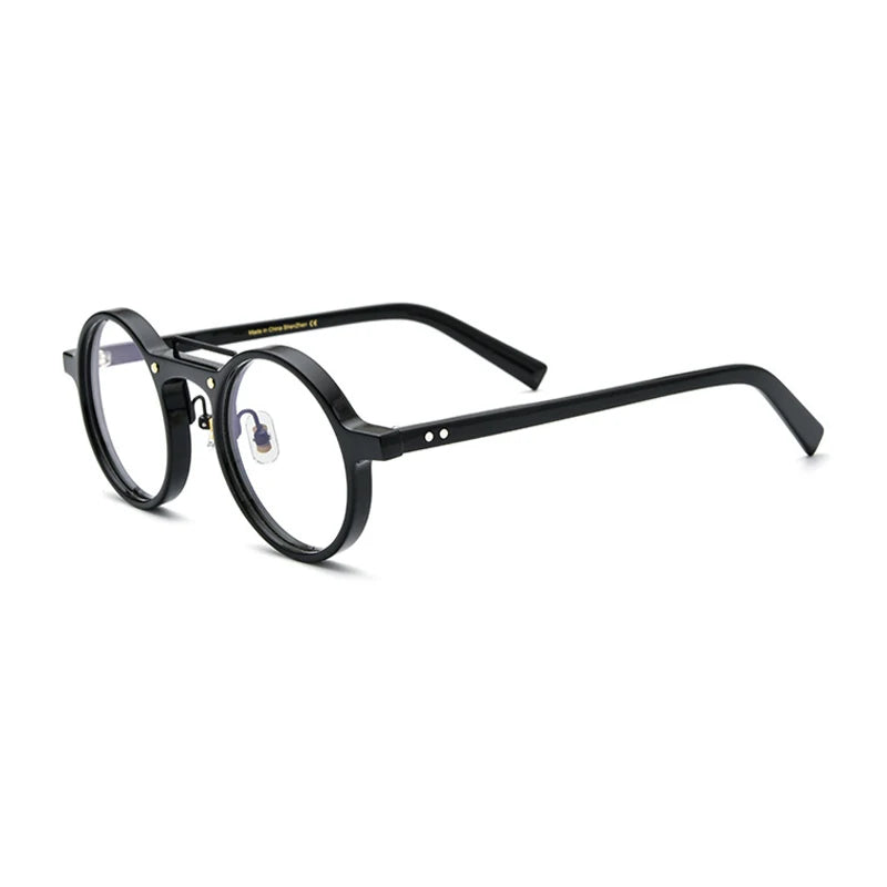 Acetate Mosaic Round Prescription Eyeglasses | Retro Optical Frame for Rx Lenses – CINILY UK - Black