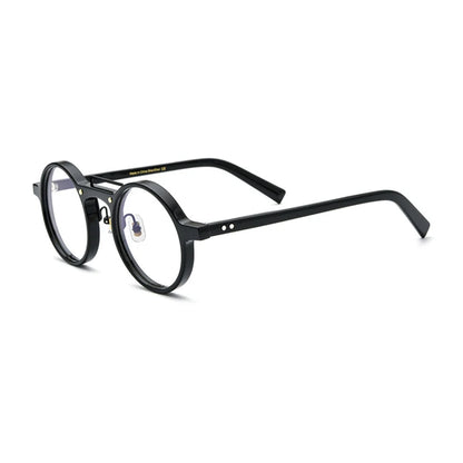 Acetate Mosaic Round Prescription Eyeglasses | Retro Optical Frame for Rx Lenses – CINILY UK side view