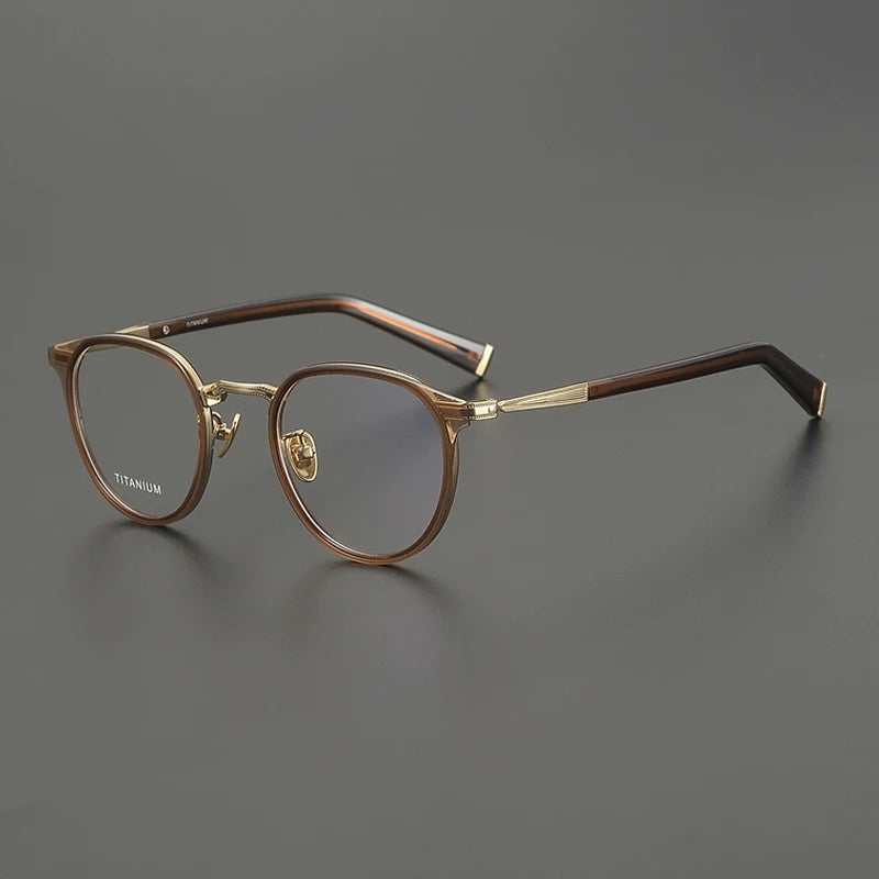 Acetate Titanium Round Prescription Eyeglasses
