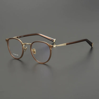 Acetate Titanium Round Prescription Eyeglasses | Lightweight Retro Rx Glasses – CINILY UK side view