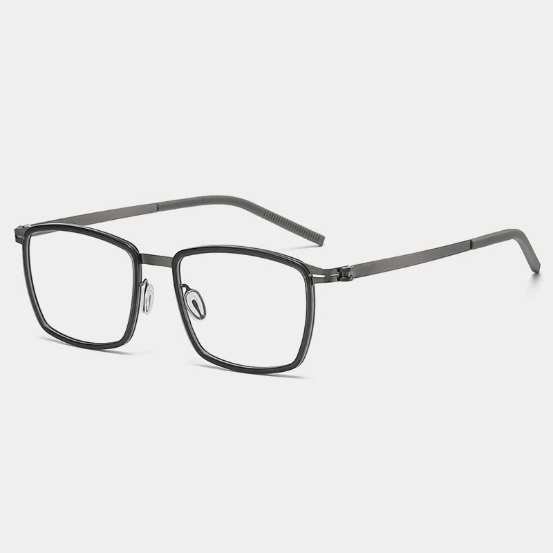 Acetate Screwless Square Eyeglasses | Lightweight Retro Optical Frames – CINILY UK - GUNMETAL
