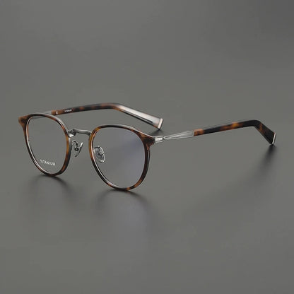 Acetate Titanium Round Prescription Eyeglasses | Lightweight Retro Rx Glasses – CINILY UK front view