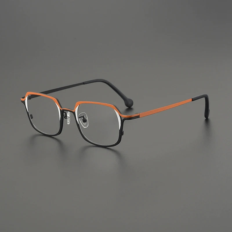 Titanium Colour-Outline Square Prescription Eyeglasses | Ultra-Light Designer Rx Glasses – CINILY UK - Black