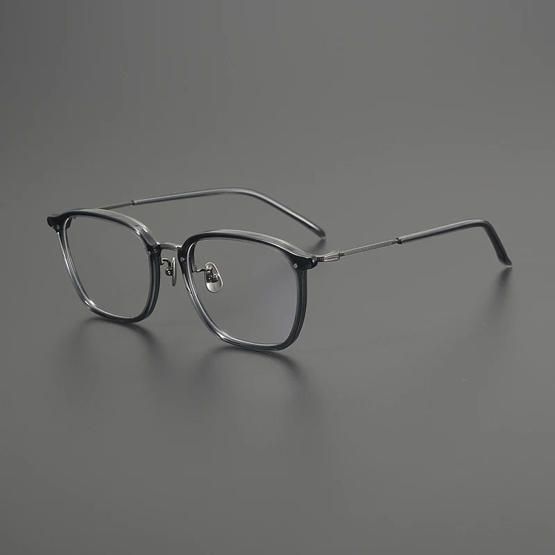 Titanium Geometric Square Prescription Eyeglasses | Ultra-Light Designer Rx Glasses – CINILY UK - GUNMETAL