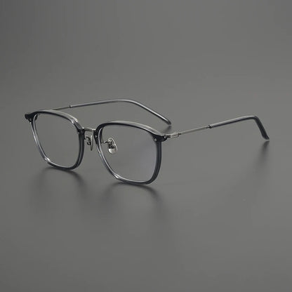 Titanium Geometric Square Prescription Eyeglasses | Ultra-Light Designer Rx Glasses – CINILY UK side view