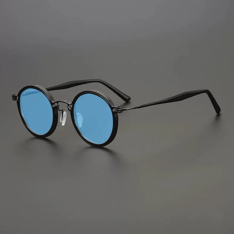 Vintage Round Polarised Sunglasses with UV400 Protection and Titanium Detail