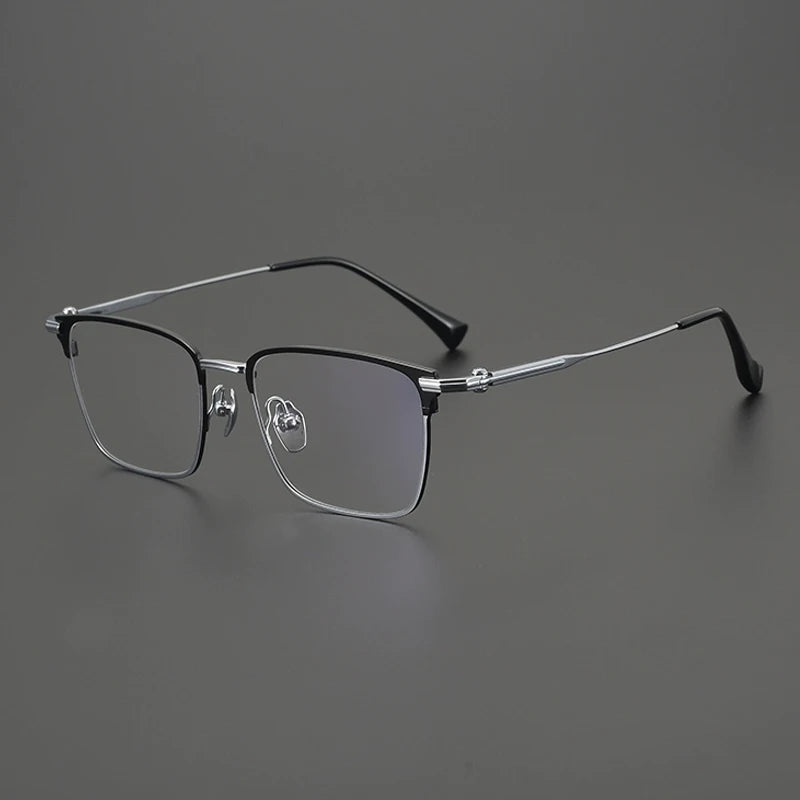 Titanium Large Square Prescription Eyeglasses | Ultra-Light Optical Frame for Rx Lenses – CINILY UK - silver