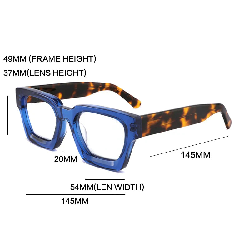 Vintage Thick Acetate Square Glasses Frame | Multi-Colour