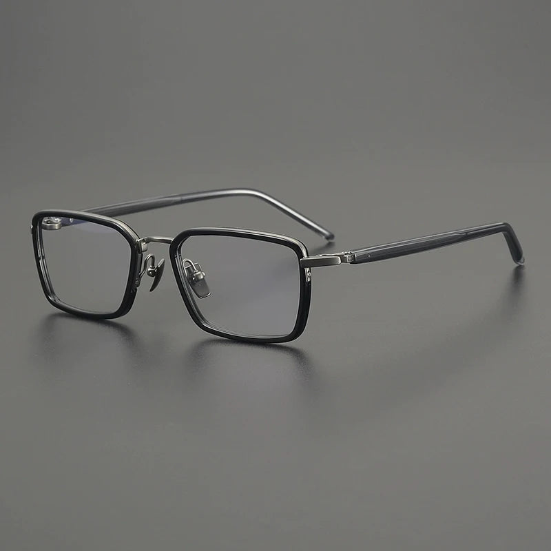 Titanium Acetate Browline Square Prescription Eyeglasses | Lightweight Designer Rx Glasses – CINILY UK - GUNMETAL
