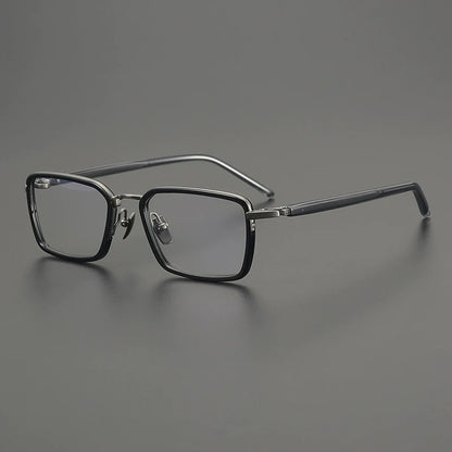 Titanium Acetate Browline Square Prescription Eyeglasses | Lightweight Designer Rx Glasses – CINILY UK lens detail