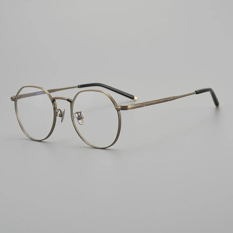 Japanese Titanium Wire Round Prescription Eyeglasses | Retro Optical Frame for Rx Lenses – CINILY UK - Bronze