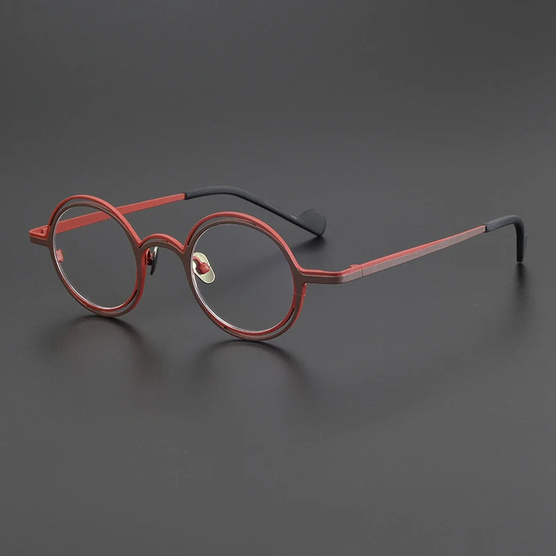 Titanium Round Prescription Eyeglasses | Lightweight Retro Rx Glasses Online – CINILY UK - Red