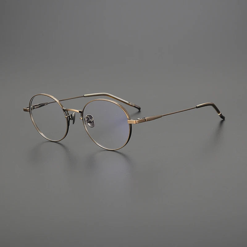 Korean Titanium Round Prescription Eyeglasses | Ultra-Light Optical Frame for Rx Lenses – CINILY UK - Bronze