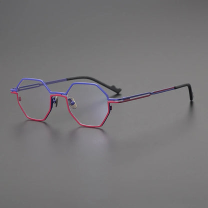 Titanium Matte Blue Geometric Prescription Eyeglasses | Ultra-Light Optical Frame for Rx Lenses – CINILY UK front view
