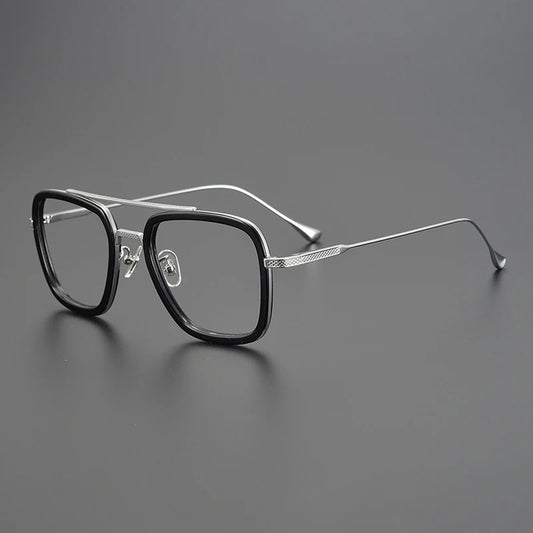 Titanium Acetate Bold Square Prescription Eyeglasses | Retro Designer Rx Glasses – CINILY UK