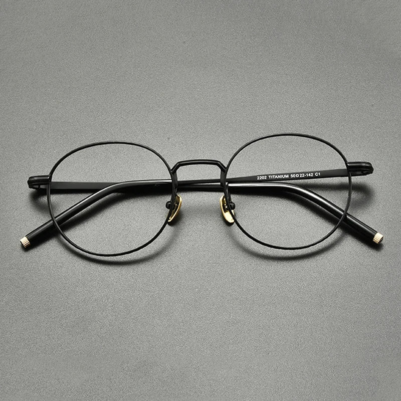 Titanium Wire Round Prescription Eyeglasses | Ultra-Light Optical Frame for Rx Lenses – CINILY UK - Black